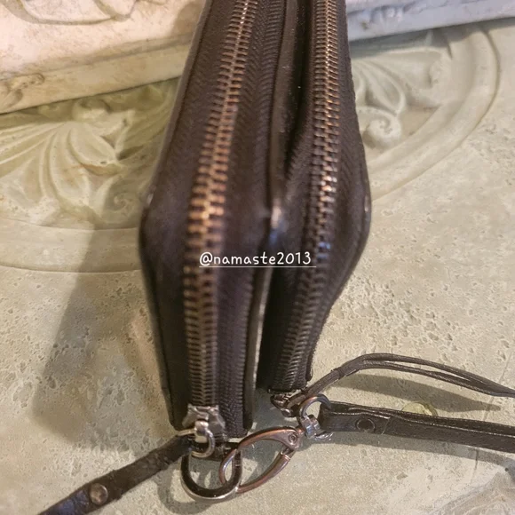 L.A.M.B. by Gwen Stefani Black Houndstooth Leather Clutch Leather Designer#73